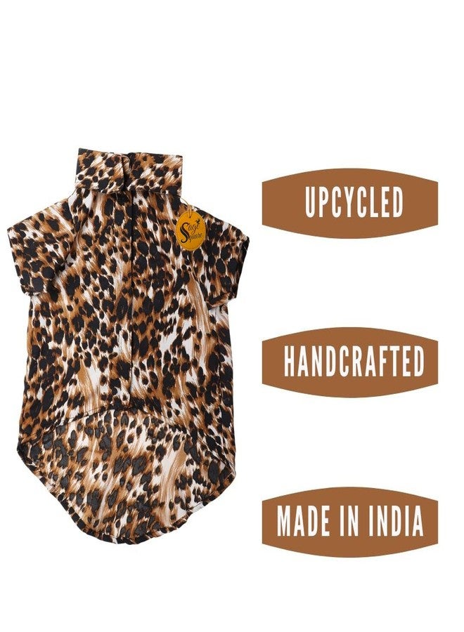 سايج سكوير قميص كلاب مطبوع عليه رسومات مربعة جريئة، قميص كلاب عصري، فائق النعومة وخفيف الوزن، ملابس كلاب مريحة وجيدة التهوية، زي عصري (مقاس كبير جدًا - 28 بوصة) (طبعة جلد النمر) - Image 3